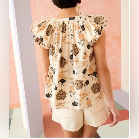 Ulla Johnson Ruffle-Sleeve Floral Elia Top Sz:0 - Picture 2 of 12